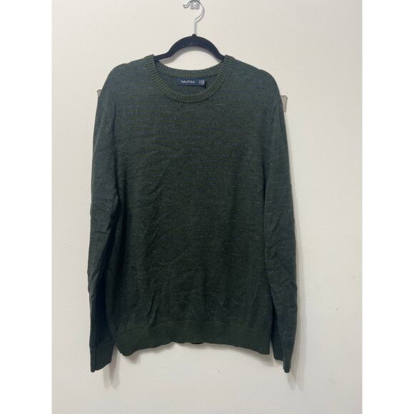 Nautica Other - Preowned Nautica Men's Crewneck Green Striped Sweater Sz XL